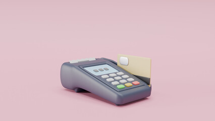 Terminal payment transaction in process. Credit card payment