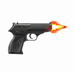 hi point .380 pistol, firing, muzzle flare, vector illustration , white background