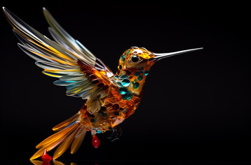 Fototapeta premium Vibrant Glass Art Hummingbird