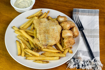 baked haddock  with sallops and fries