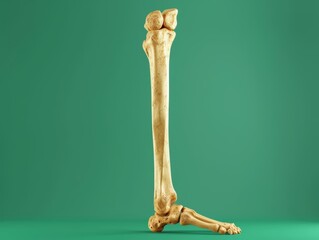 Femur Long and strong femur bone depicted in 3D, highlighting its structure as the longest bone in the human body, isolated on green screen color code #00ff00  background.