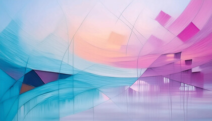 Abstract background with lines, circles, pinks, blues, soft minimal colors, abstract, ai generated,...