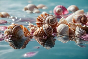 sea shells on the beach.vacation and travel concept, seashore