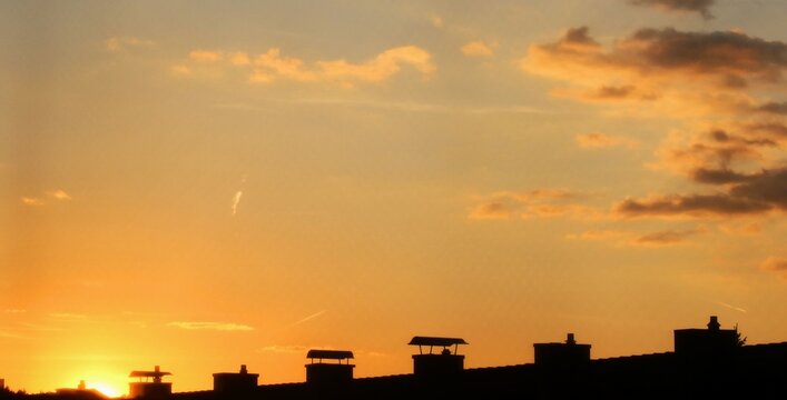 Fireplaces at sunset