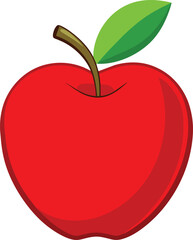 red-apple with leaf vector illustration