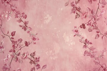 A painting featuring pink flowers on a pink background, A romantic pink background with subtle floral motifs