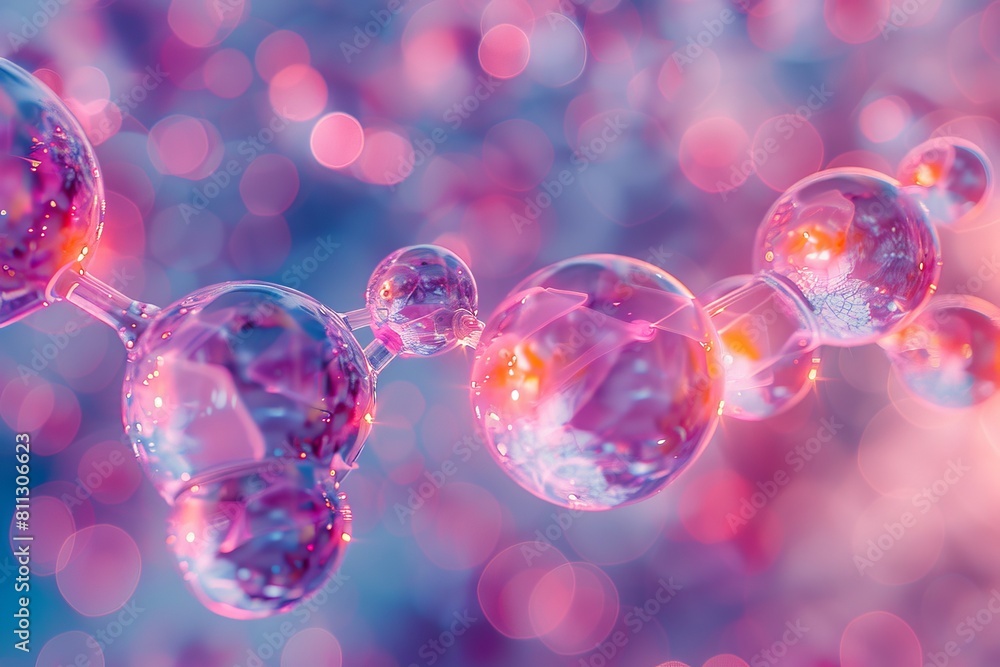 Poster dive into the microscopic world with this vibrant image featuring a dynamic 3d molecular model with 