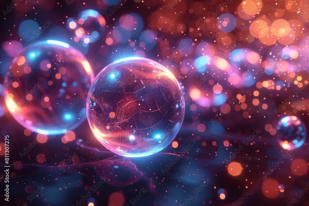 Poster these orbs with complex patterns are beautifully illuminated, creating a mystical atmosphere akin to