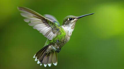 Calliope Hummingbird: Small Green Bird Flying in Nature's Wild