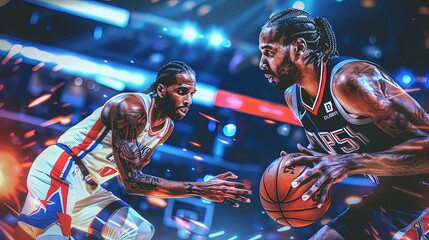 Banner for the premiere of the NBA match , basketball moments , basketball competition banner, Generative Ai