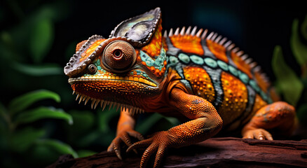 Fototapeta premium Chameleon's Forest Stroll