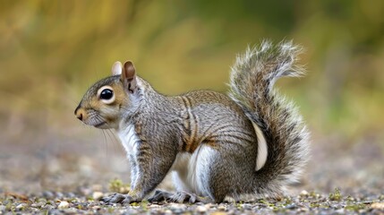 Obraz premium Adorable Western Gray Squirrel: A Cute Rodent from Wildlife with Grey Fur and Bushy Tail in its
