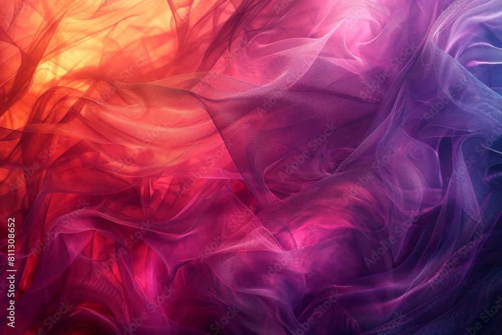 Poster a dynamic image capturing the fluidity and vibrant colors of silk fabrics, creating a sense of movem