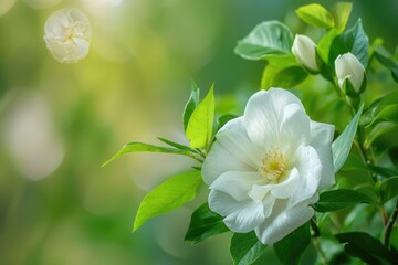 Cherokee Rose Flowers: Delicate White Blooms on a Colourful Background, a Natural Wonder of Botany