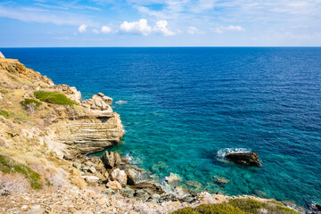 Beautiful view of sea and rocks near Kastro village, Sifnos island, Greece