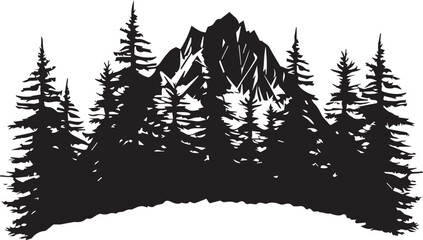 Mountain with Tree Landscape Silhouette Vector