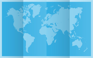 Obraz premium Word map with fold marks vector image, World Map Folded Images, World Map Fold Stock Photos