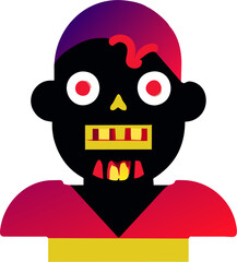 Cute Zombie Multi Color Icon, Colorful Illustration