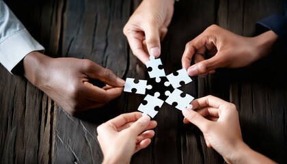 Teamwork Puzzle: Business Hands Unite for Success and Integration