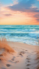 Sandy Beach With Sunset Painting