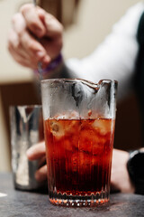 Preparation of a delicious cocktail at the bar.