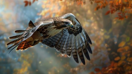 Flying Red Tailed Hawk