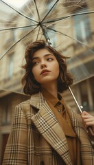 Woman Holding Umbrella in the Rain