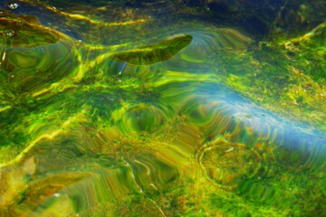 Green water surface with shine abstract 
background