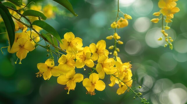 Golden Shower flowers also known as Kanikonna in Kerala are yellow blooms of Cassia fistula