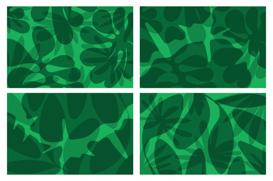Set Summer vibes Vibrant Floral Abstract Wallpaper background flat design green peaceful color