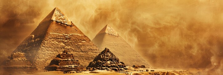 The banner. Egyptian background with the image of the pyramid of Giza. There is a lot of space for copying text.