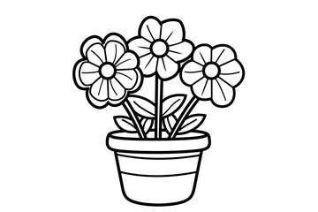 Pot flower for kids coloring page