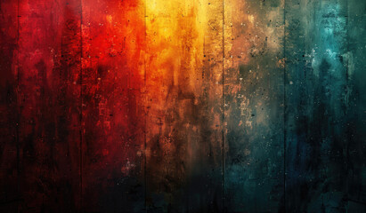 Abstract grunge background with gradient color, red orange and teal. Created with Ai