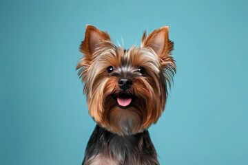 adorable yorkshire terrier with joyful expression and fluffy coat pet photography banner