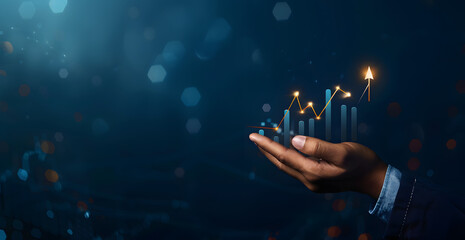 Business growth, boost up business or success concept, Business growth, investment profit increase, growing sales and revenue, progress or development concept, arrow graph future growth plan
