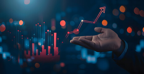 Business growth, boost up business or success concept, Business growth, investment profit increase, growing sales and revenue, progress or development concept, arrow graph future growth plan
