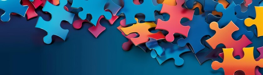 Obraz premium Design a banner with a header showcasing connecting jigsaw puzzle pieces and ample copy space