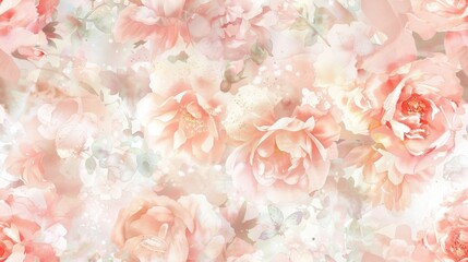 A delicate watercolor background featuring soft pink roses and subtle splashes of color, ideal for elegant designs and decor.