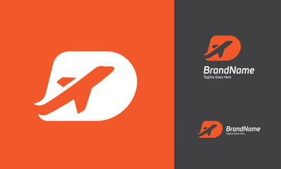 Alphabet logo using letter D and airplane icon
