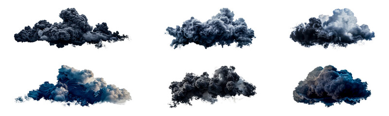 Set of Dark storm clouds isolated transparent PNG background - Powered by Adobe
