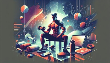 Obraz premium Vibrant Fitness Artwork Showcasing Athletic Form