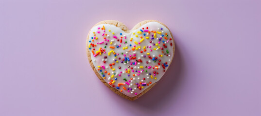 Fototapeta premium Heart-Shaped Cookie with Vibrant Sprinkles