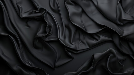 Obraz premium fondo con tela negra en movimiento simulando olas y dinamismo tela de seda elegante y sobrio textil brillante plantilla de lujo para diseño o decoración y moda