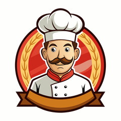 Cartoon Chef Logo Illustration, mascot chef logo, white background