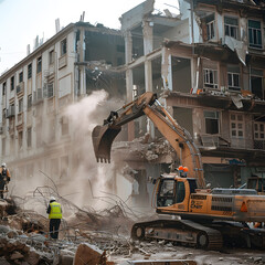 excavator at work in site