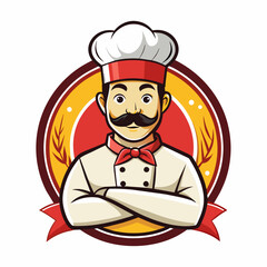 Cartoon Chef Logo Illustration, mascot chef logo, white background