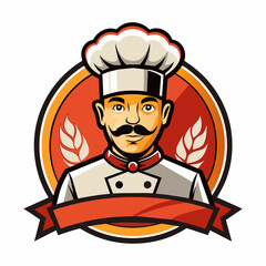 Cartoon Chef Logo Illustration, mascot chef logo, white background