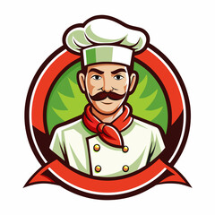 Cartoon Chef Logo Illustration, mascot chef logo, white background