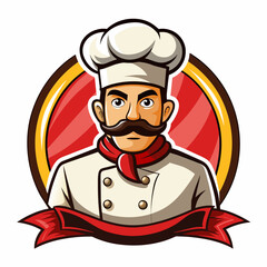Cartoon Chef Logo Illustration, mascot chef logo, white background