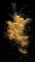 Luxurious Gold Glitter Explosion on Black Background